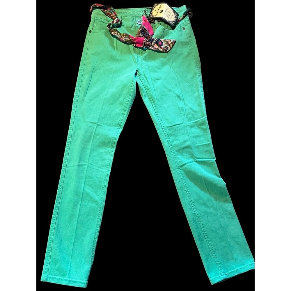 Womens Vanilla Star Jeans Green with Belt Size 6